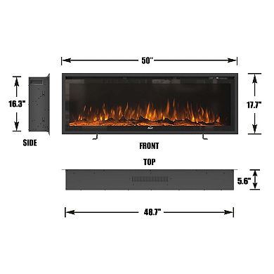 Clihome Recessed Electric Fireplace with Adjustable Flame Color