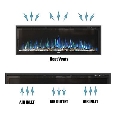 Clihome Recessed Electric Fireplace with Adjustable Flame Color