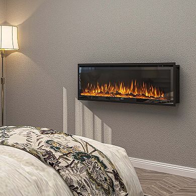 Clihome Recessed Electric Fireplace with Adjustable Flame Color