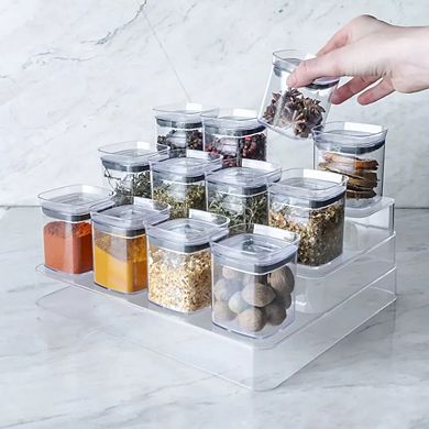 OU Spice Rack Organizer, 13pc 5oz Spice Containers 3 Tier Clear Spice Holder and Seasoning Organizer
