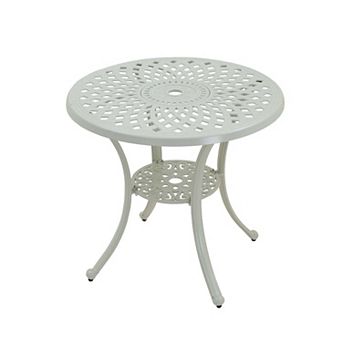 Clihome Cast Aluminum Round Patio Table with Umbrella Hole