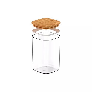 OU Airtight Food Storage Container w Bamboo Lid 4.2cup, Plastic Food Storage Container
