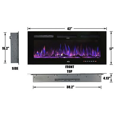 Clihome Recessed Electric Fireplace with Remote Control