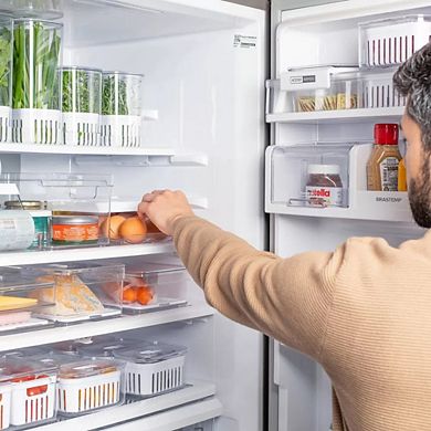 OU Egg Holder for Fridge, BPA Free Refrigerator Rolling Egg Organizer, Clear Container for Kitchen