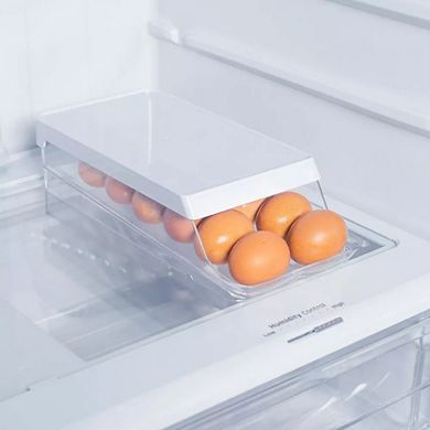 OU Egg Holder for Fridge, BPA Free Refrigerator Rolling Egg Organizer, Clear Container for Kitchen