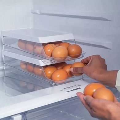 OU Egg Holder for Fridge, BPA Free Refrigerator Rolling Egg Organizer, Clear Container for Kitchen