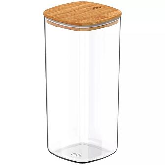 OU Airtight Food Storage Container 6.3 cup Plastic Stackable Kitchen Pantry Organizer w Bamboo Lid