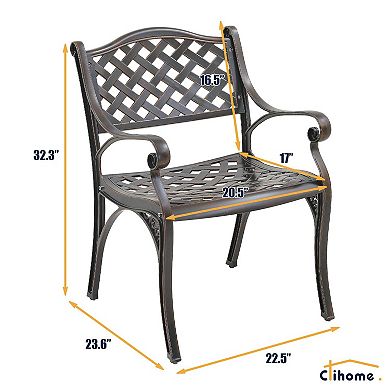 Clihome 2PCS Mesh Cast Aluminum Patio Dining Chairs
