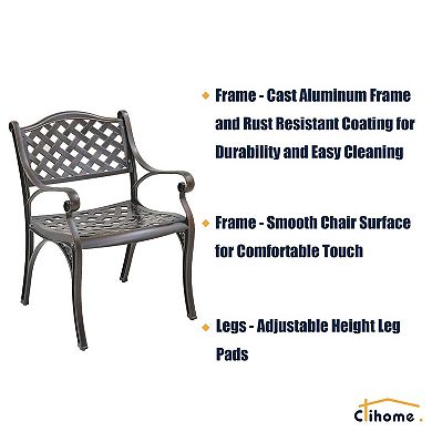 Clihome 2PCS Mesh Cast Aluminum Patio Dining Chairs