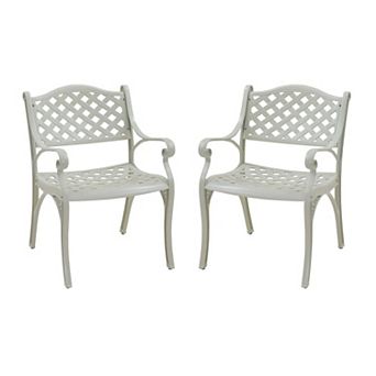 Clihome 2 pc Mesh Cast Aluminum Patio Dining Chairs