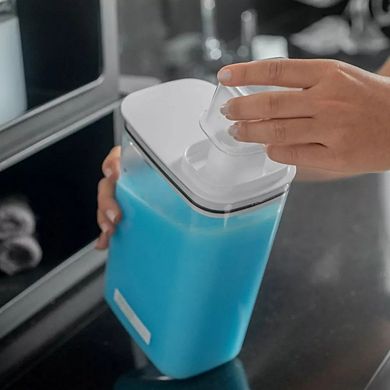 OU 78oz Laundry Detergent Dispenser w Measuring Cap, Fabric Softener Dispenser with Drip Return Lid