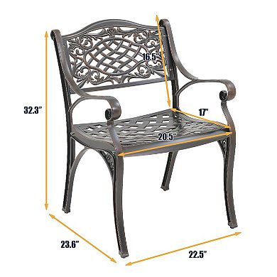 Clihome 2PCS Vintage Cast Aluminum Patio Dining Chairs