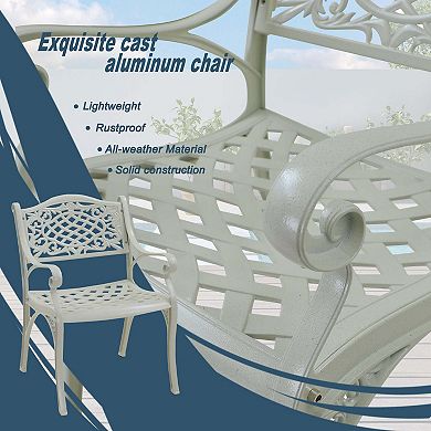 Clihome 2PCS Vintage Cast Aluminum Patio Dining Chairs