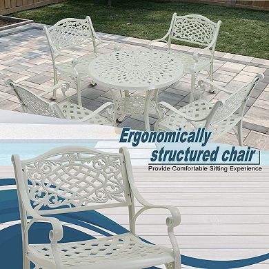 Clihome 2PCS Vintage Cast Aluminum Patio Dining Chairs