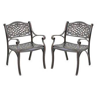 Clihome 2 pc Vintage Cast Aluminum Patio Dining Chairs