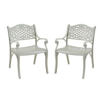 Clihome 2 pc Vintage Cast Aluminum Patio Dining Chairs