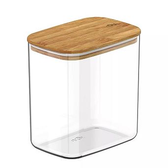 Airtight Food Storage Container 6.3 cup w Leak Proof Bamboo Lid, Plastic Food Storage Container