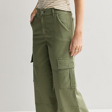 Juniors' SO® Mid Rise Pull-On Cargo Baggy Pants