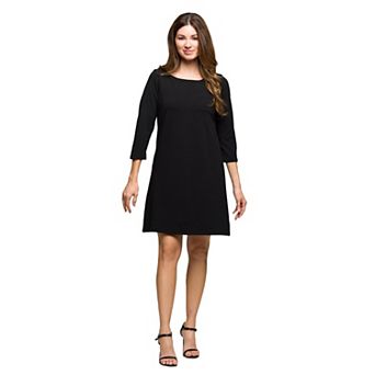 Women's 24Seven Comfort Apparel Three-Quarter Sleeve A-Line Knee-Length Dress