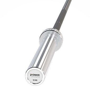 Power Systems 15kg Women’s Hybrid Olympic Barbell, 79" Black Zinc & Stainless Steel Weight Bar