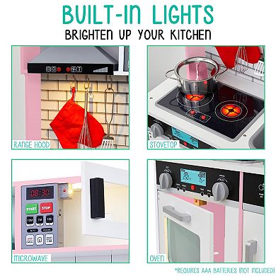 Lil Jumbl Wooden Kitchen Set Child with Utensils and Storage Play Kitchen for Toddlers 1-3