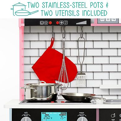 Lil Jumbl Wooden Kitchen Set Child with Utensils and Storage Play Kitchen for Toddlers 1-3