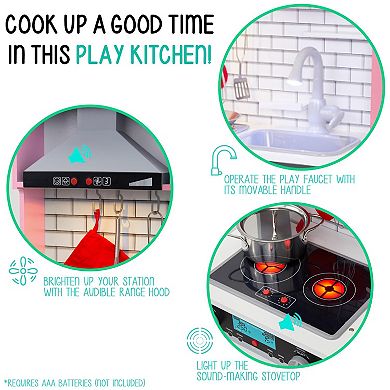 Lil Jumbl Wooden Kitchen Set Child with Utensils and Storage Play Kitchen for Toddlers 1-3