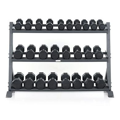 Power Systems 3-Tier Granite Series Horizontal Dumbbell Rack, Heavy-Duty Rack Holds 10-20 Pairs