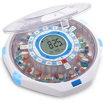 LiveFine WiFi Automatic Pill Dispenser & 28-Day Remote Medication System W/Lock & Key - Clear Lid