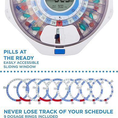 LiveFine WiFi Automatic Pill Dispenser & 28-Day Remote Medication System W/Lock & Key - Clear Lid