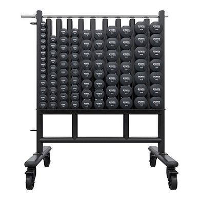 Power Systems Premium Dumbbell Rack, Mobile Weight Rack Holds Up to 44 Pairs of Exercise Dumbbells