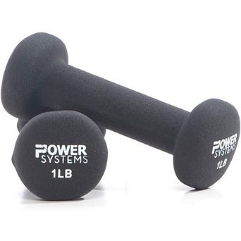 Power Systems 1lb Premium Neoprene Dumbbell Pair with Non-Slip Grip and Squared Edges