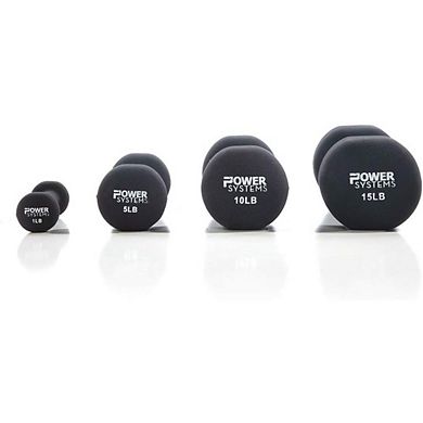 Power Systems 5lb Premium Neoprene Dumbbell Pair with Non-Slip Grip and Squared Edges