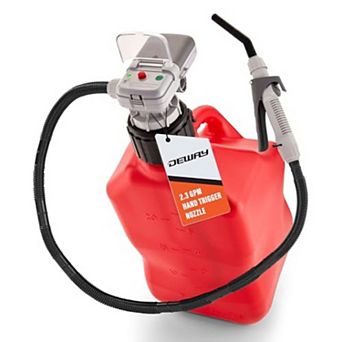 Deway Automatic Fuel Transfer Pump w/Nozzle, Battery Powered, 51" Hose, Fits VP & Standard Gas Cans