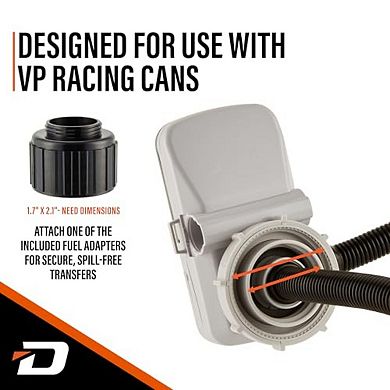 Deway Automatic Fuel Transfer Pump w/Nozzle, Battery Powered, 51" Hose, Fits VP & Standard Gas Cans
