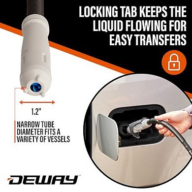 Deway Automatic Fuel Transfer Pump w/Nozzle, Battery Powered, 51" Hose, Fits VP & Standard Gas Cans