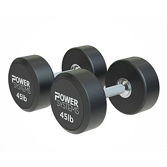 Power Systems ProStyle Round 45 lbs Rubber Dumbbell Set, Fitness Dumbbell Set
