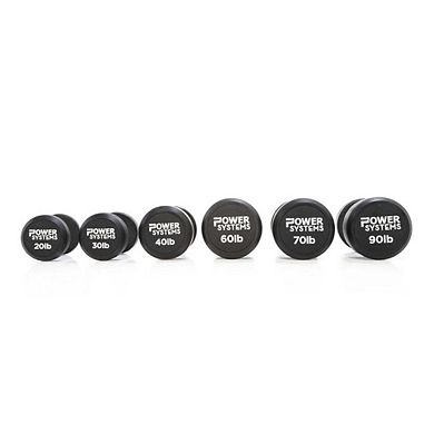 Power Systems ProStyle Round 15 lbs Rubber Dumbbell Set, Strength Training Weights