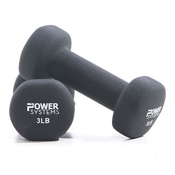 Power Systems 3lb Premium Neoprene Dumbbell Pair with Non-Slip Grip and Squared Edges