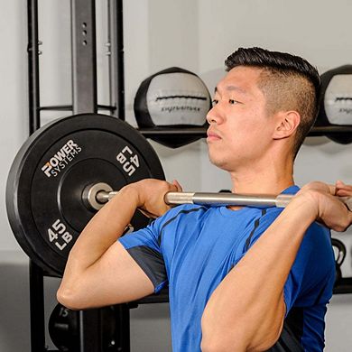 Power Systems Short Olympic Bar, 60" Steel Weightlifting Bar with 275 lb Capacity & 9.5" Sleeve