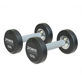 Power Systems ProStyle Round 10 lbs Rubber Dumbbell Set, Fitness Dumbbell Set