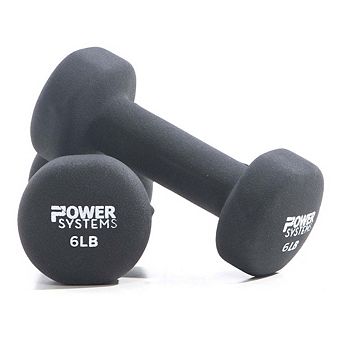 Power Systems 6lb Premium Neoprene Dumbbell Pair with Non-Slip Grip and Squared Edges