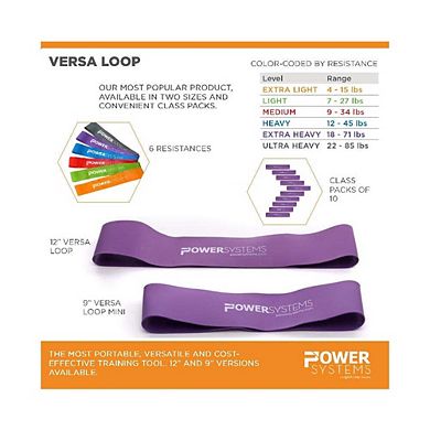 Power Systems 9" Mini Versa-Loop Exercise Bands, Extra Light (4-15 lbs) Workout Bands for Exercise