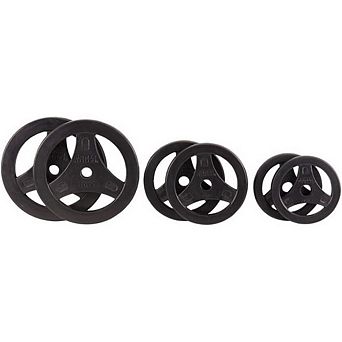 Power Systems Full Barbell Plate Set w/Hand Grips - Includes 35 Pounds of Starter Plates