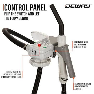 Deway Auto Fuel Transfer Pump w/ Nozzle, AA Battery Powered, 59" Hose, Adapters for Gas & Diesel