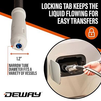 Deway Auto Fuel Transfer Pump w/ Nozzle, AA Battery Powered, 59" Hose, Adapters for Gas & Diesel
