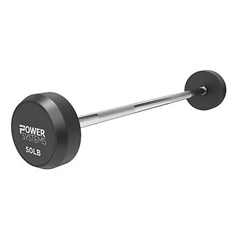 Power Systems Pro Style Rubber Fixed Straight Barbell - 50lbs Weighted Bar w/Ergonomic Handle