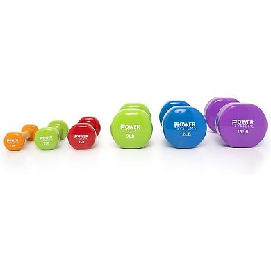 Power Systems 2lbs Deluxe Vinyl Dumbbells Set, Pair of Dumbbell Weight with Non-Slip Grip (Green)
