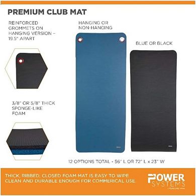 Power Systems Premium Hanging Exercise Mat, 72" x 23" x 0.63" Thick Foam Yoga Mat
