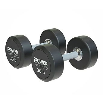 Power Systems ProStyle Round 30 lbs Rubber Dumbbell Set, Fitness Dumbbell Set